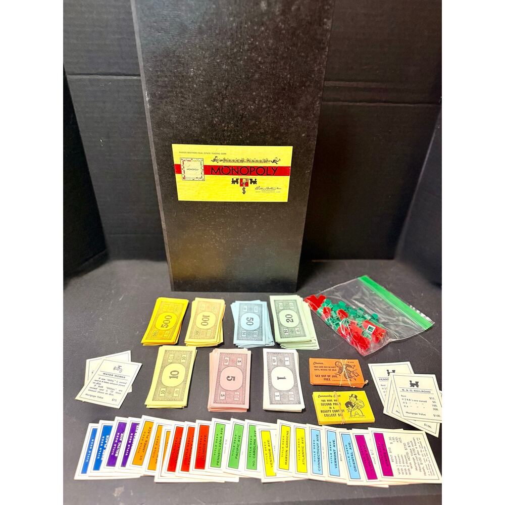 1946 Monopoly Game by Parker Brothers replacement pcs money houses hotels cards